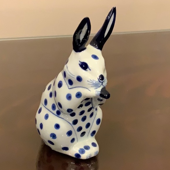 Polka dot bunny, blue and white - Picture 1 of 5